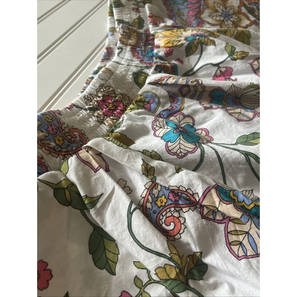 A.n.a Women's Paisley Skirt Size 14 Multicolor Elastic Waist Pull On Mid Length